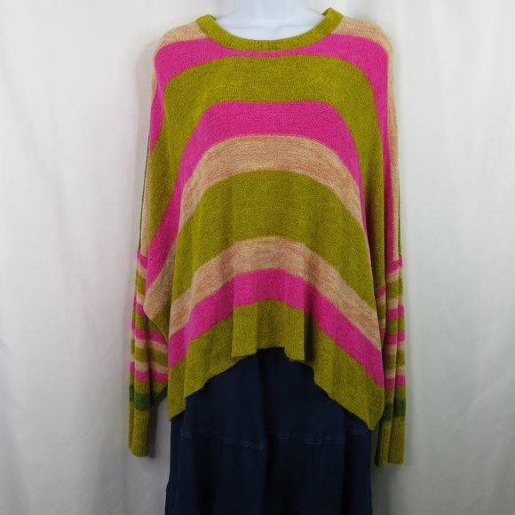 Free People Oversized Stripe Sweater Size Small Slouchy All About You Chenille - Picture 13 of 16